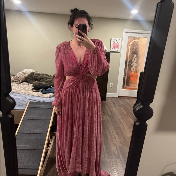 NEW Ramy Brook LeBron pink metallic cutout dress sz 12 - Picture 3 of 4